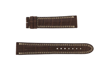 19mm MontBlanc Alligator Strap - Brown Double Row Contrast Stitch