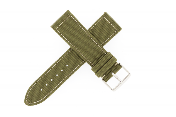 22mm Canvas Army Drab Green W/ Off White Stitch