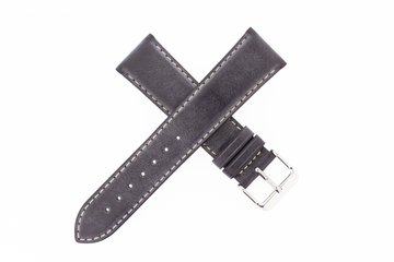 21mm Leather Asphalt Grey W/ Contrast Stitch