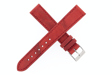 18mm Genuine Leather Textured Cherry Red W/ Taupe Lining