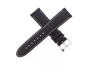 19mm Mntblnc Epsom Leather Black W/ Contrast Stitch - Short