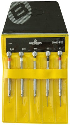 Bergeon 30080-P05 Set of 5 Flathead Watchmaking Screwdrivers