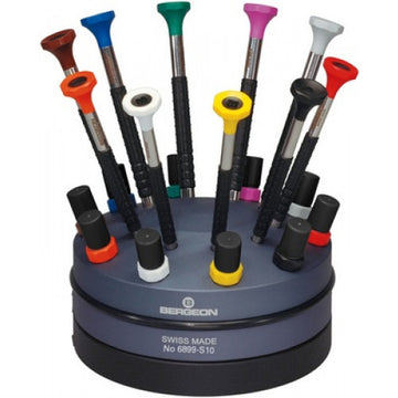Bergeon 6899-S10 Set of 10 Watchmaking Screwdrivers in Rotating Stand