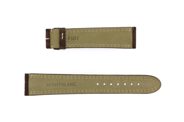 19mm MontBlanc Alligator Strap - Brown Double Row Contrast Stitch