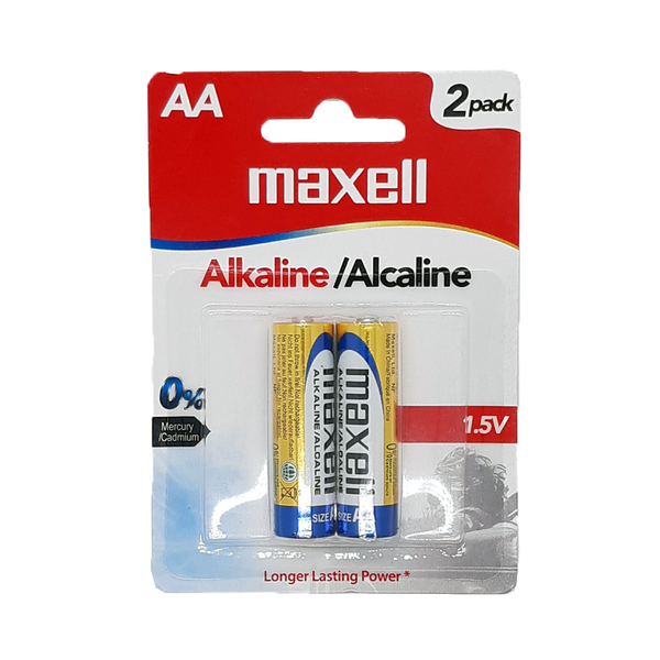 AA Size Maxell Battery 2 Pack - Alkaline - LR6
